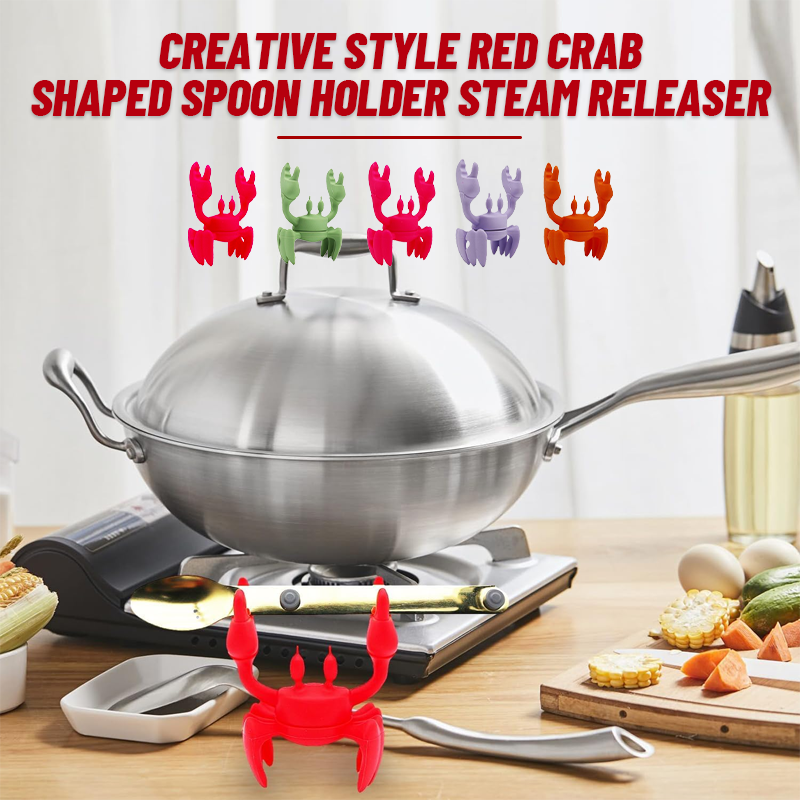 Creative Style Red Crab Shaped Spoon Holder Steam Releaser