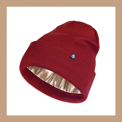 Satin Lined Winter Beanie Hats,Silk Lined Beanie Knit Soft Warm Cuffed Hat for Women Men