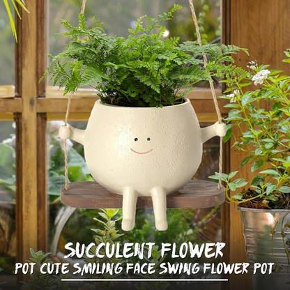 Succulent Flower Pot Cute Smiling Face Swing Flower Pot