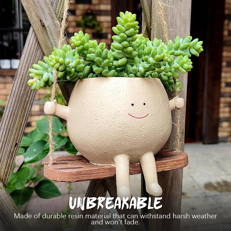 Succulent Flower Pot Cute Smiling Face Swing Flower Pot