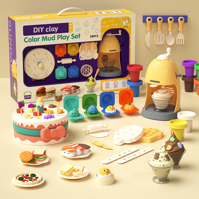 Children's DIY kitchen non-toxic clay toys（Comes with complimentary colored clay）