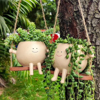 Succulent Flower Pot Cute Smiling Face Swing Flower Pot