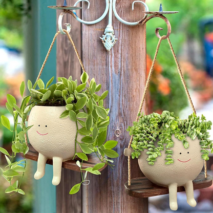 Succulent Flower Pot Cute Smiling Face Swing Flower Pot