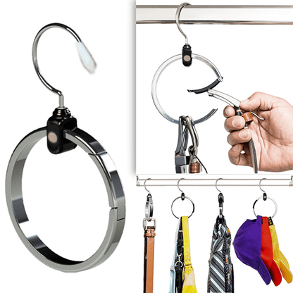 Wardrobe rotatable ring storage rack