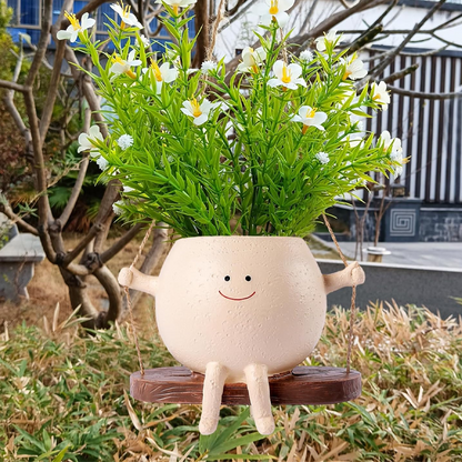 Succulent Flower Pot Cute Smiling Face Swing Flower Pot