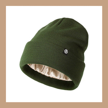 Satin Lined Winter Beanie Hats,Silk Lined Beanie Knit Soft Warm Cuffed Hat for Women Men