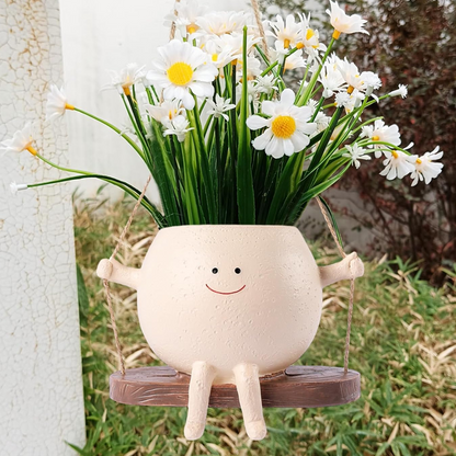 Succulent Flower Pot Cute Smiling Face Swing Flower Pot