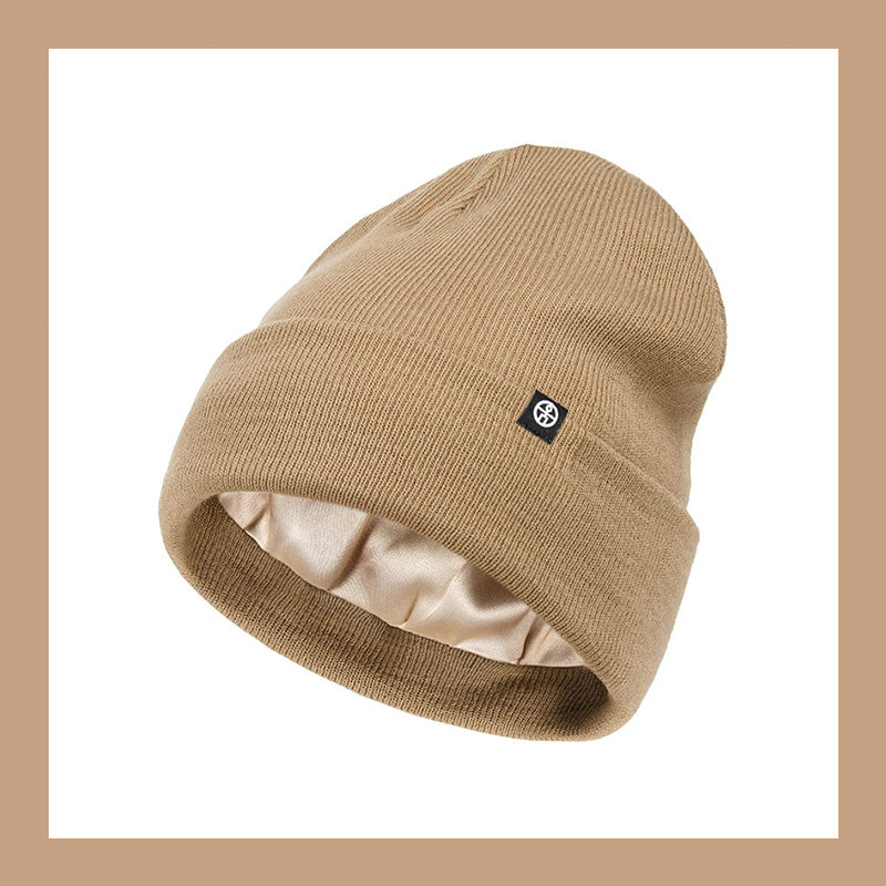 Satin Lined Winter Beanie Hats,Silk Lined Beanie Knit Soft Warm Cuffed Hat for Women Men