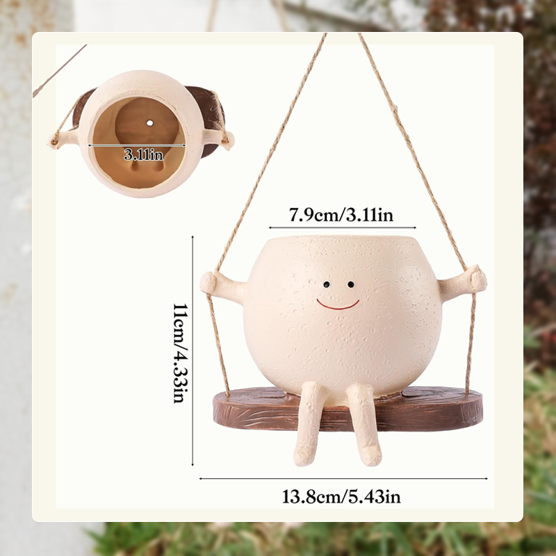 Succulent Flower Pot Cute Smiling Face Swing Flower Pot