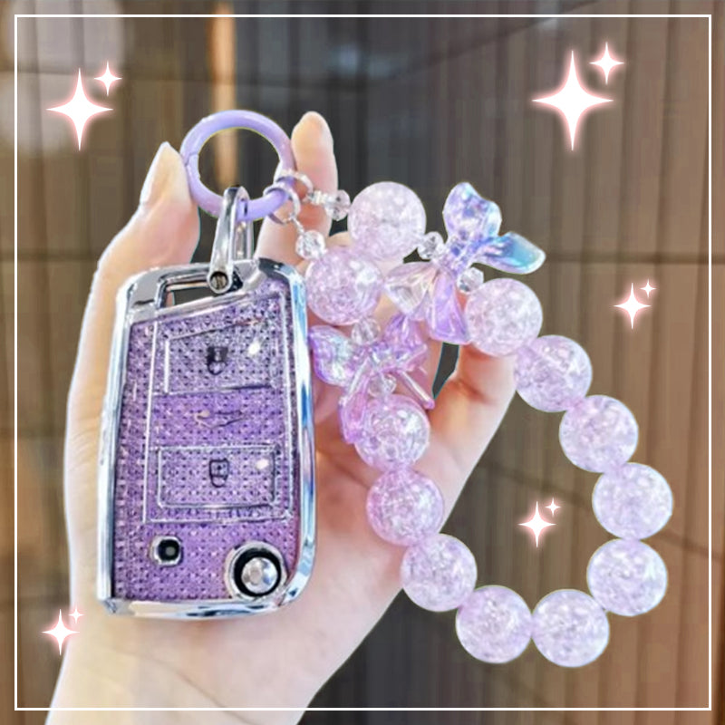 Crystal butterfly bead keychain (key case not included)