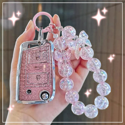 Crystal butterfly bead keychain (key case not included)